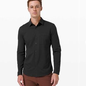Lululemon Casual Commission Long Sleeve Shirt Button Down Black Mens Small S